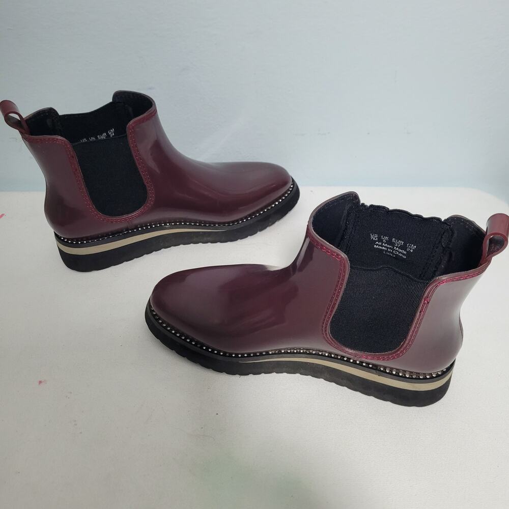 Naturalizer Glossy Rubber Chelsea Brown Rain Ankle Boots Size7M 31026-2858 - Picture 6 of 7